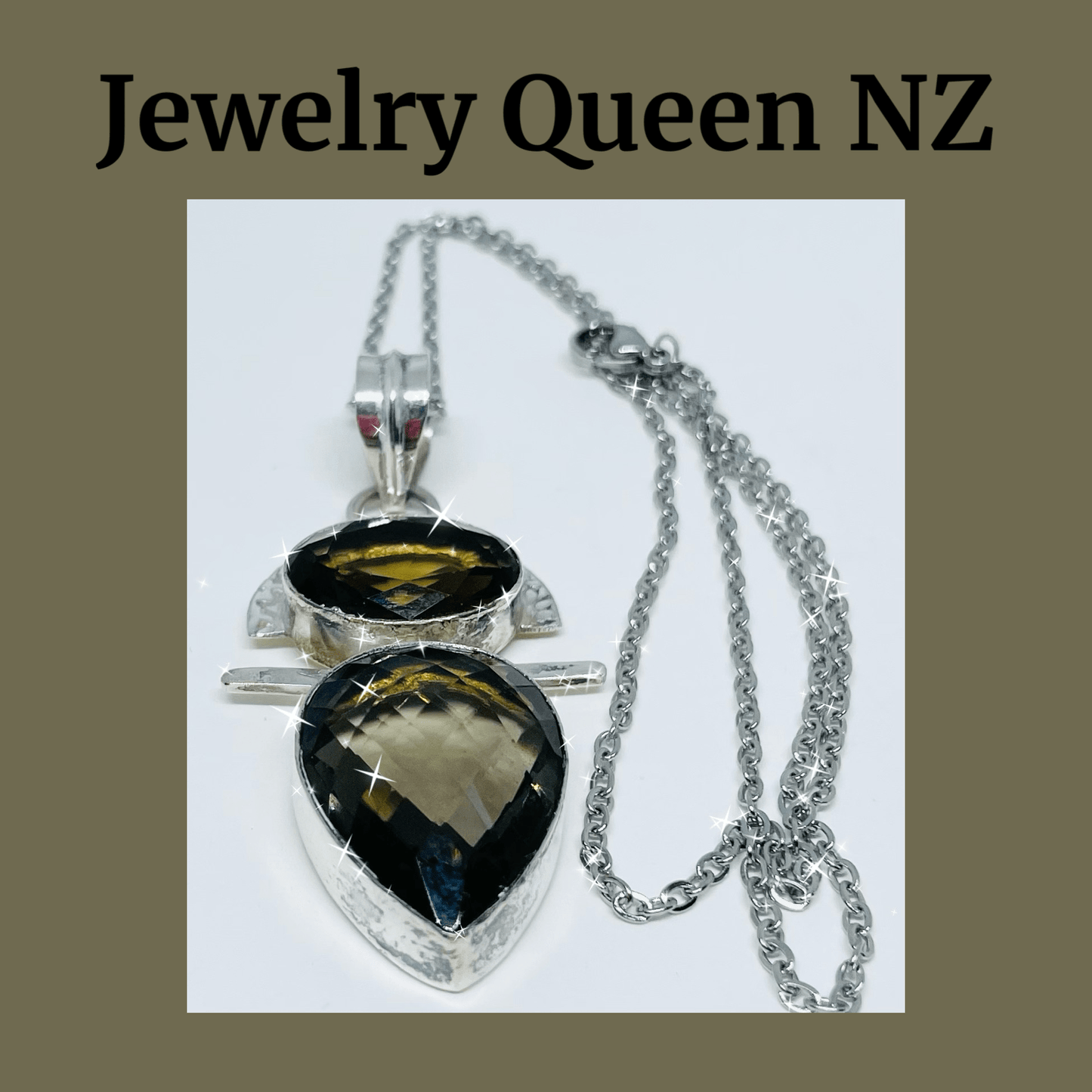 Faceted Smokey Quartz pendant and chain Necklaces
