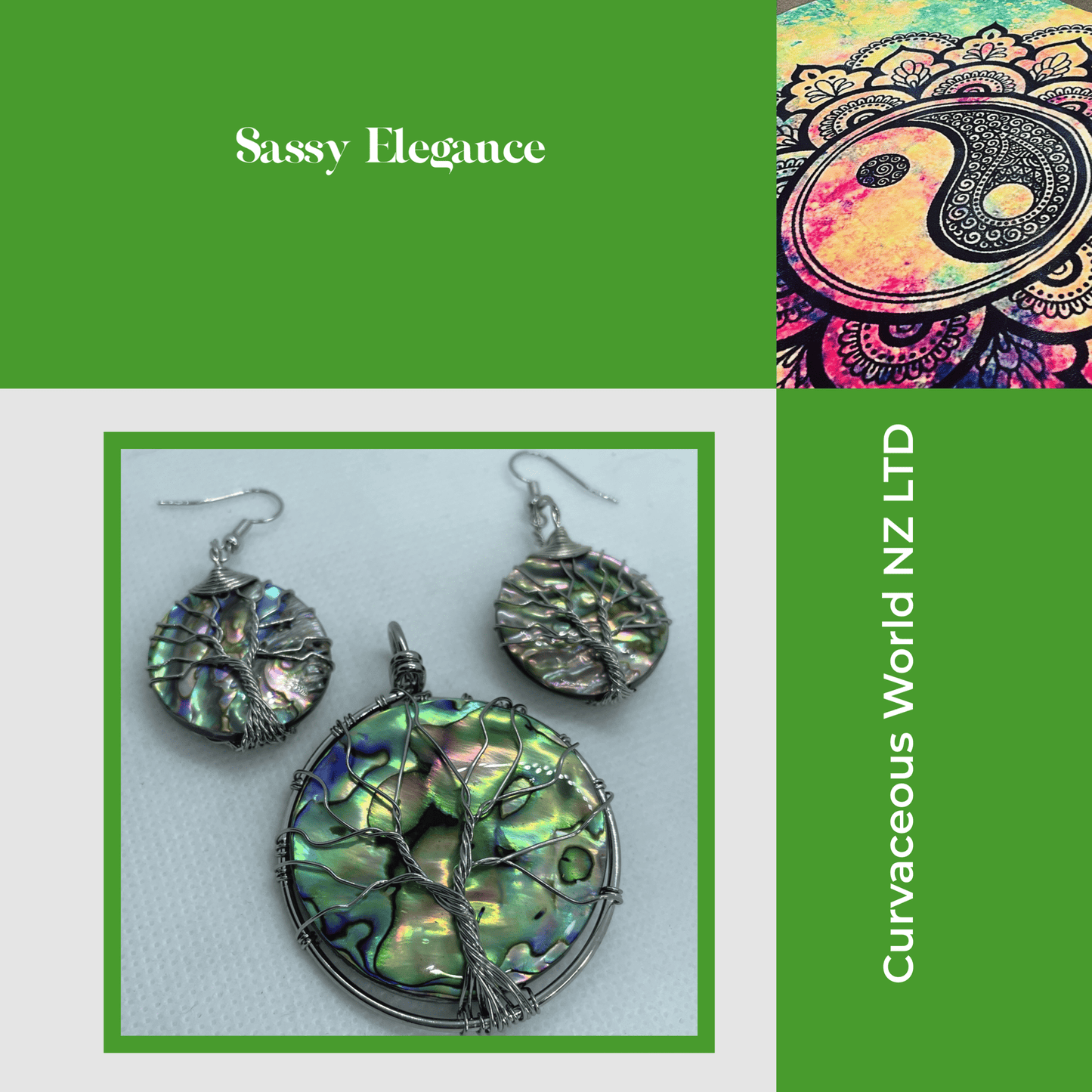 Paua Tree of Life pendant and earrings set Charms & Pendants