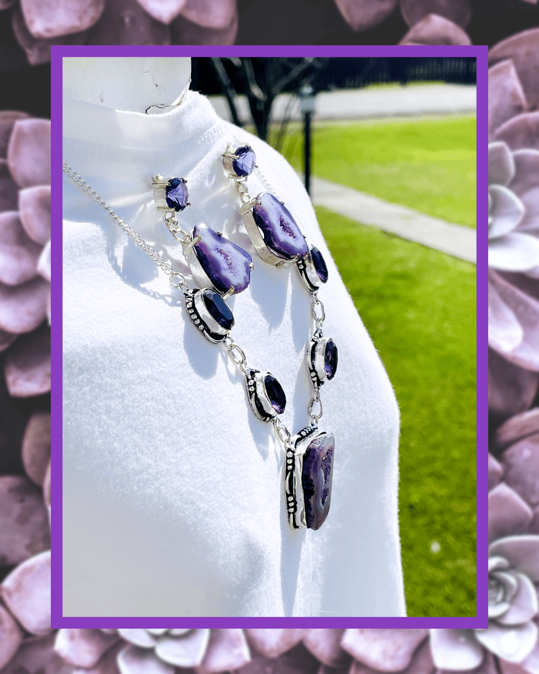 Druzy Agate necklace & earrings set Druzy agate
