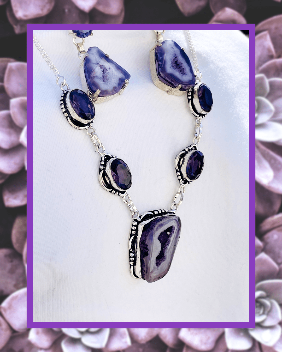 Druzy Agate necklace & earrings set Druzy agate