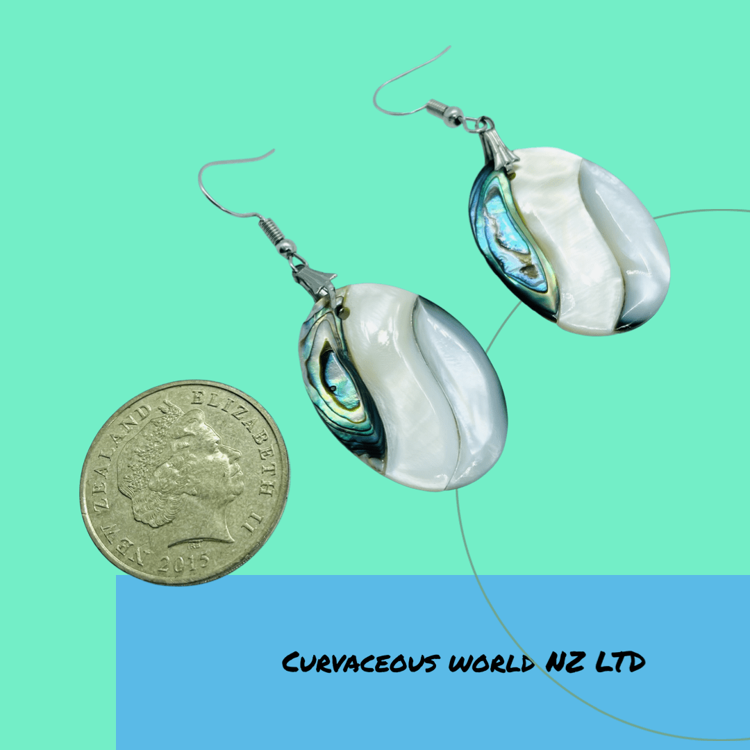 Oval Mother of Pearl Paua earrings Paua