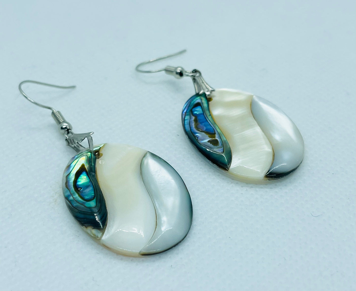 Oval Mother of Pearl Paua earrings Paua