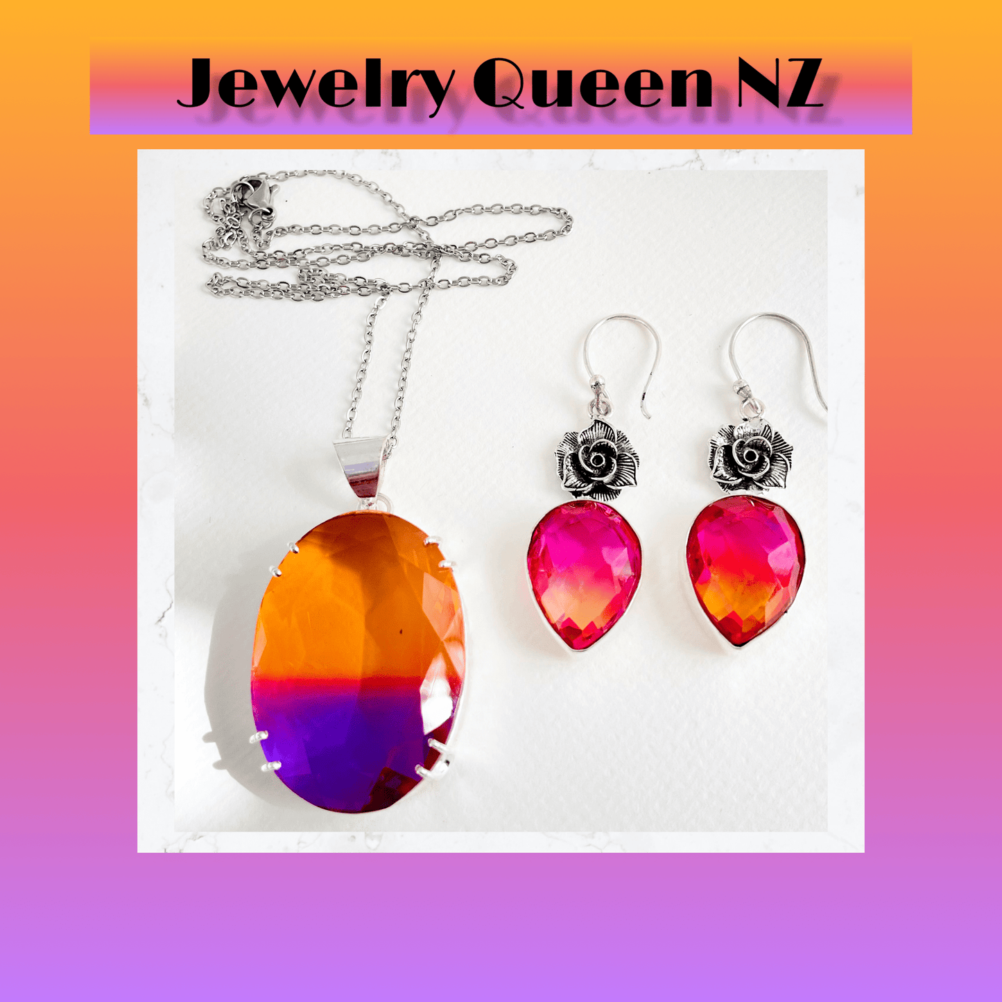 Bicolour Vermillion Tourmaline pendant and earrings set Tourmaline
