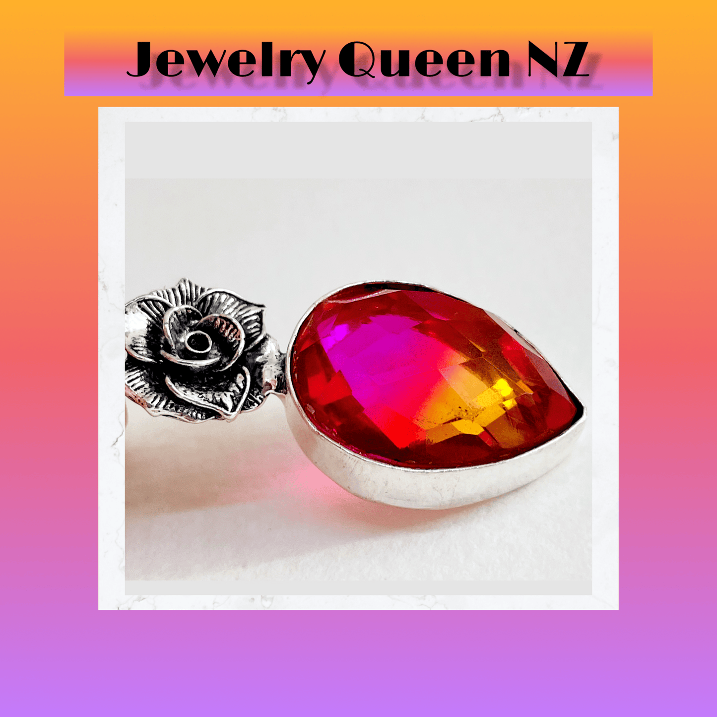 Bicolour Vermillion Tourmaline pendant and earrings set Tourmaline