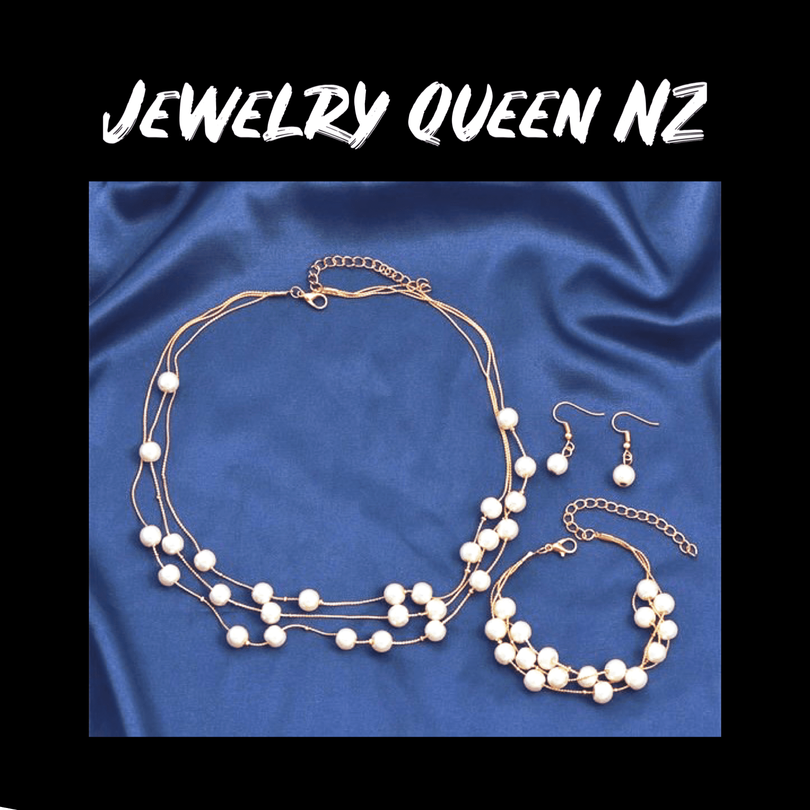 3 string pearl necklace bracelet and earrings set Jewelry Sets