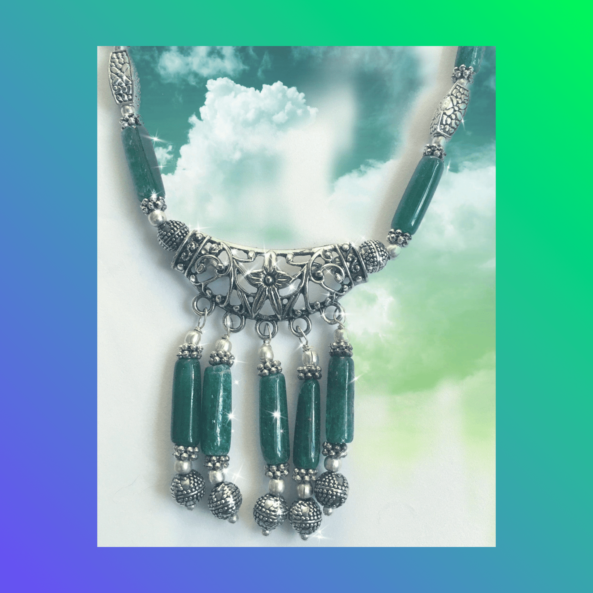 Aventurine necklace and earrings set Jewelry Sets