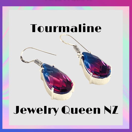 Cerise dangle drop tourmaline earrings