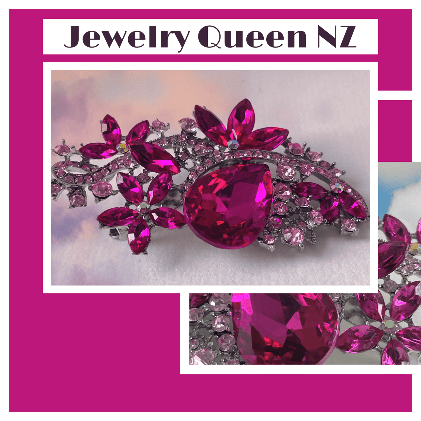 Cerise Rhinestone broach Brooches & Lapel Pins