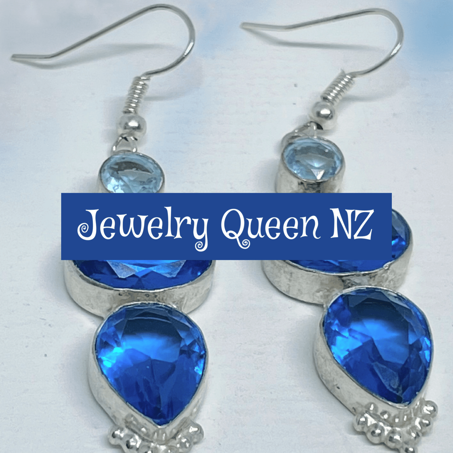 Dark blue topaz dangle earrings Earrings