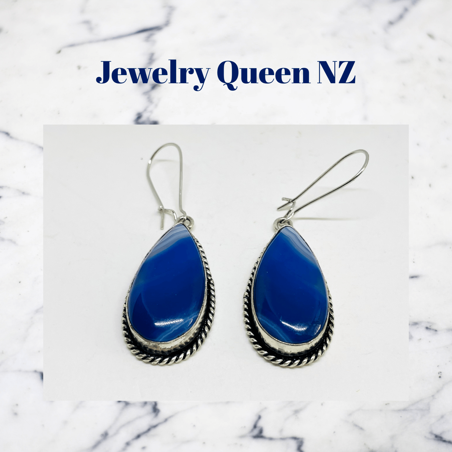 Deep blue Agate earrings Earrings