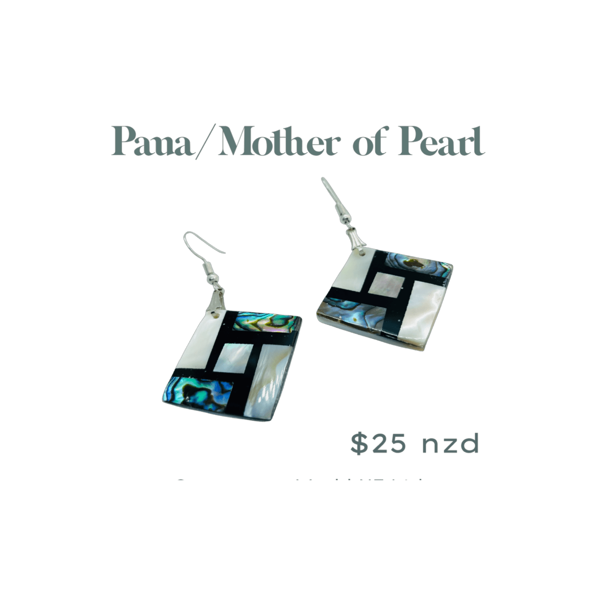 Diamond shaped Paua Mother of Pearl earrings Earrings