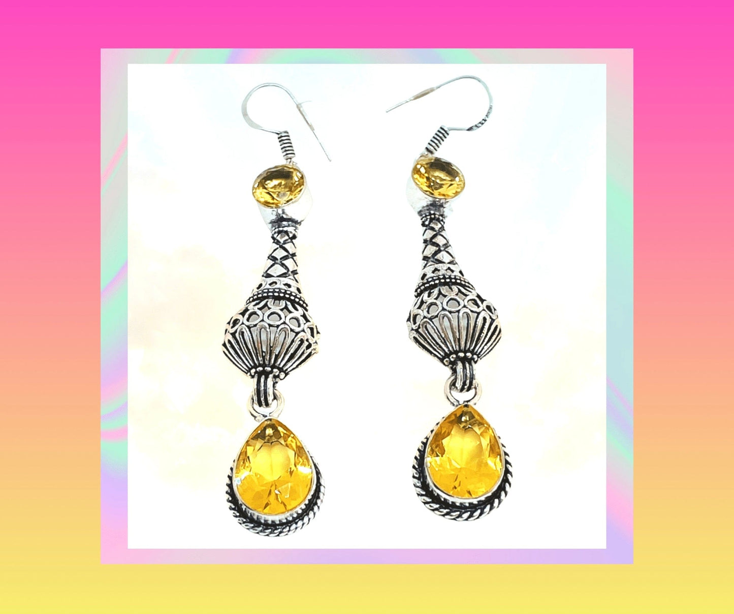 Ethnic Citrine dangle earrings Earrings