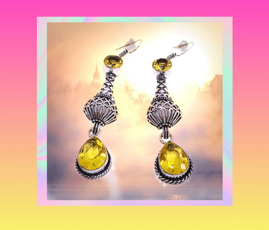 Ethnic Citrine dangle earrings Earrings