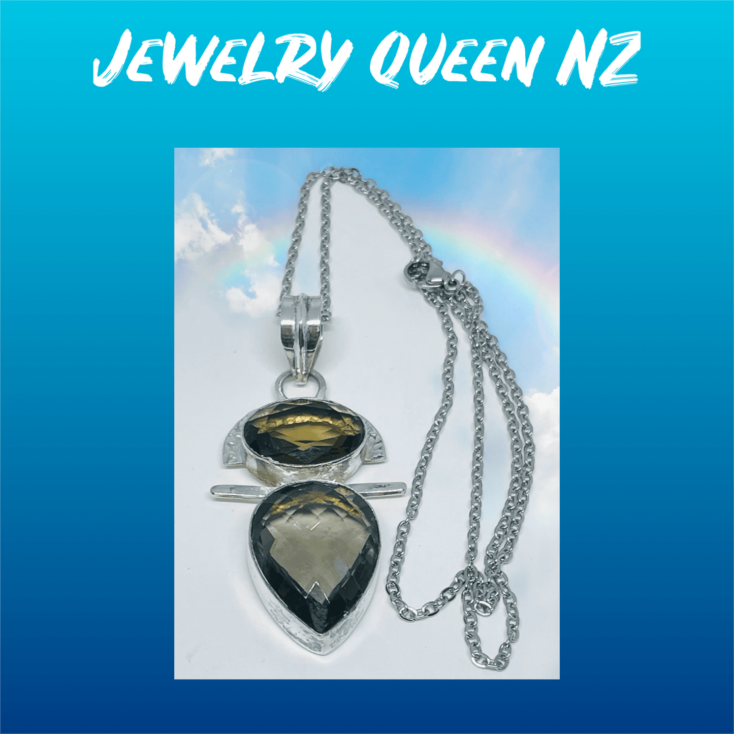 Faceted Smokey Quartz pendant and chain Necklaces