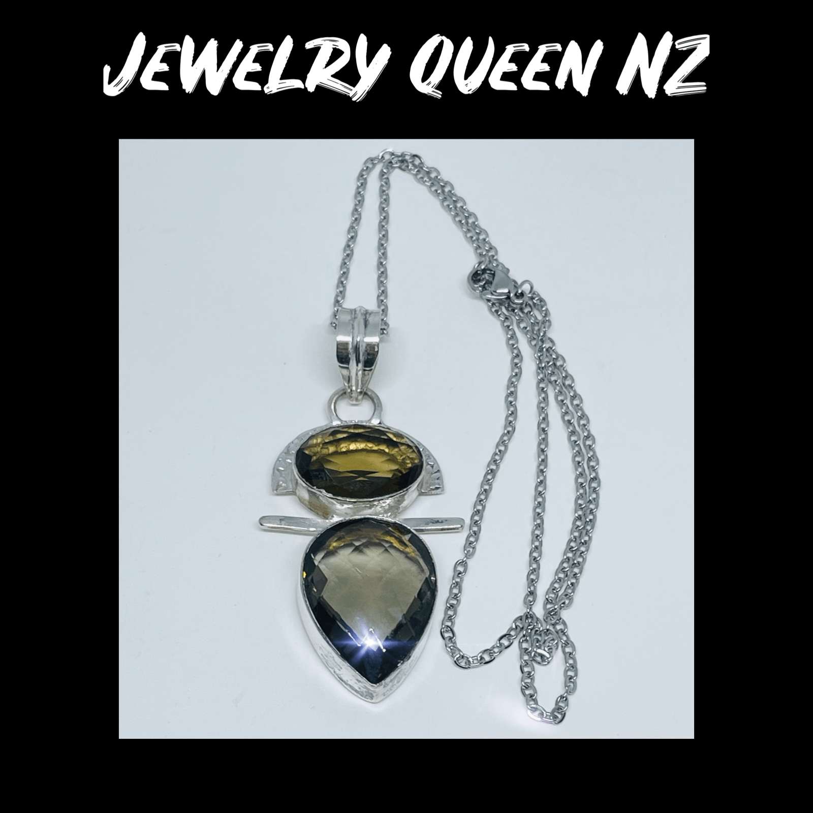 Faceted Smokey Quartz pendant and chain Necklaces