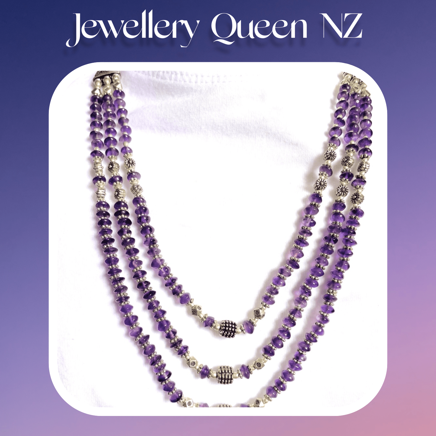 Handmade Beaded Amethyst necklace and earrings set Jewelry Sets