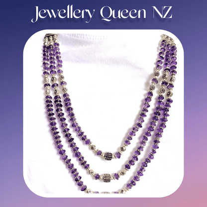 Handmade Beaded Amethyst necklace and earrings set Jewelry Sets