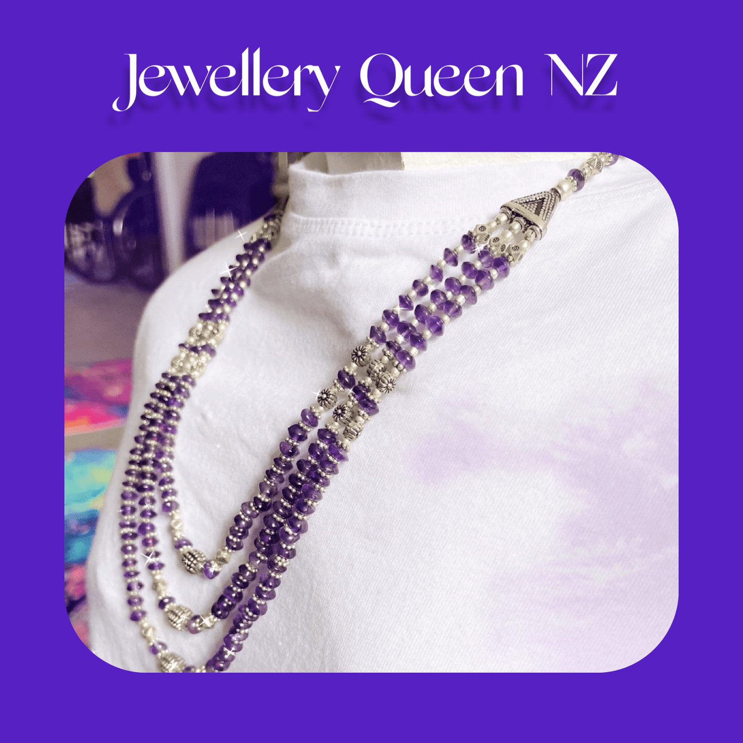 Handmade Beaded Amethyst necklace and earrings set Jewelry Sets