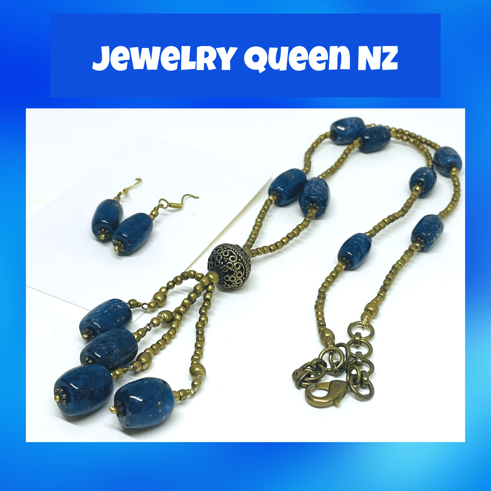 Handmade Lapis Lazuli brass necklace set Jewelry Sets