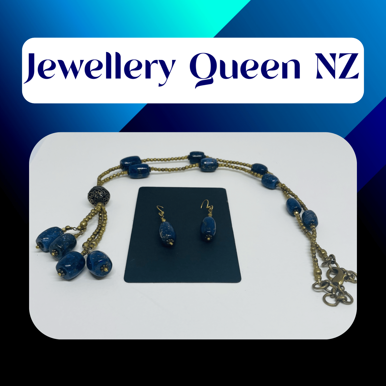 Handmade Lapis Lazuli brass necklace set Jewelry Sets