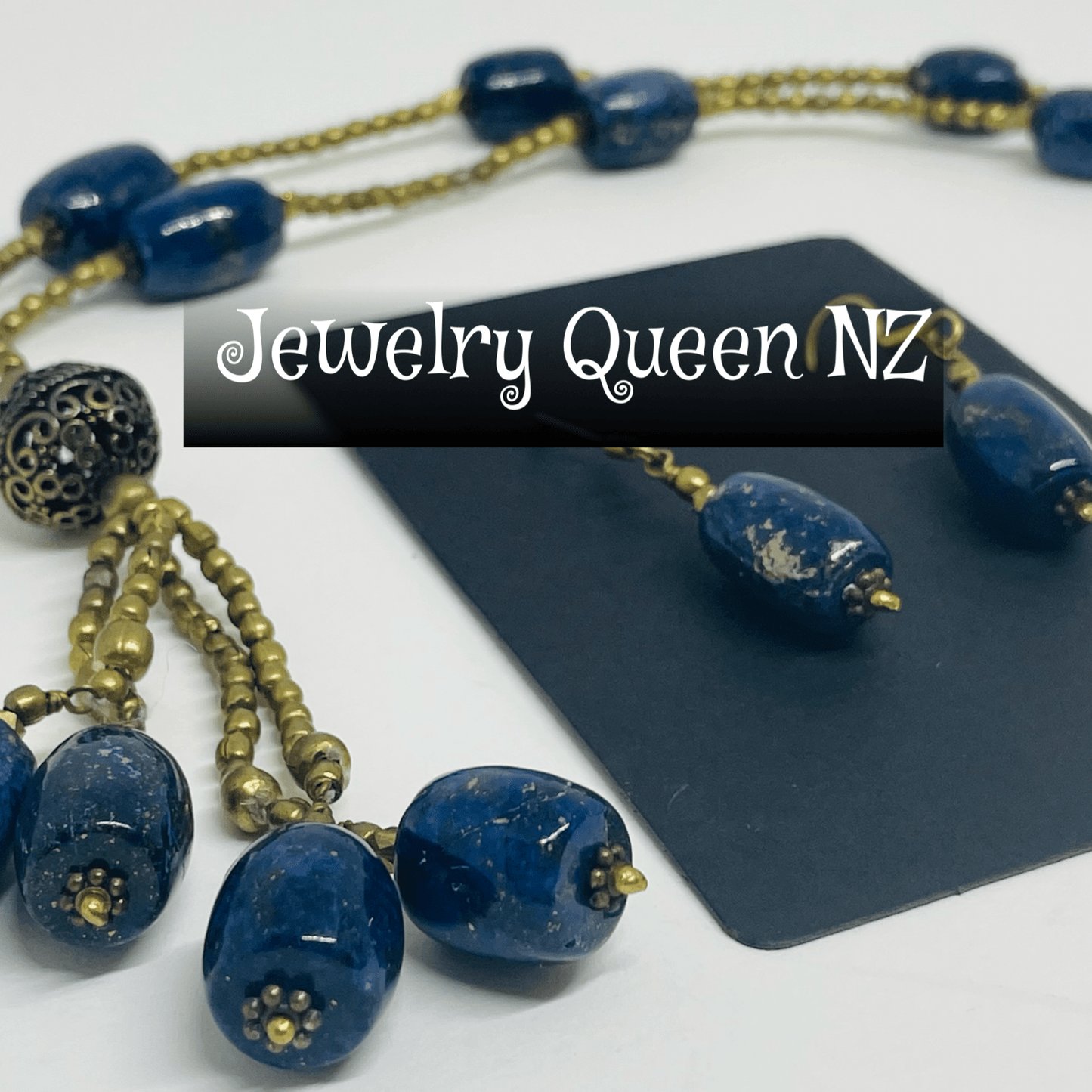 Handmade Lapis Lazuli brass necklace set Jewelry Sets