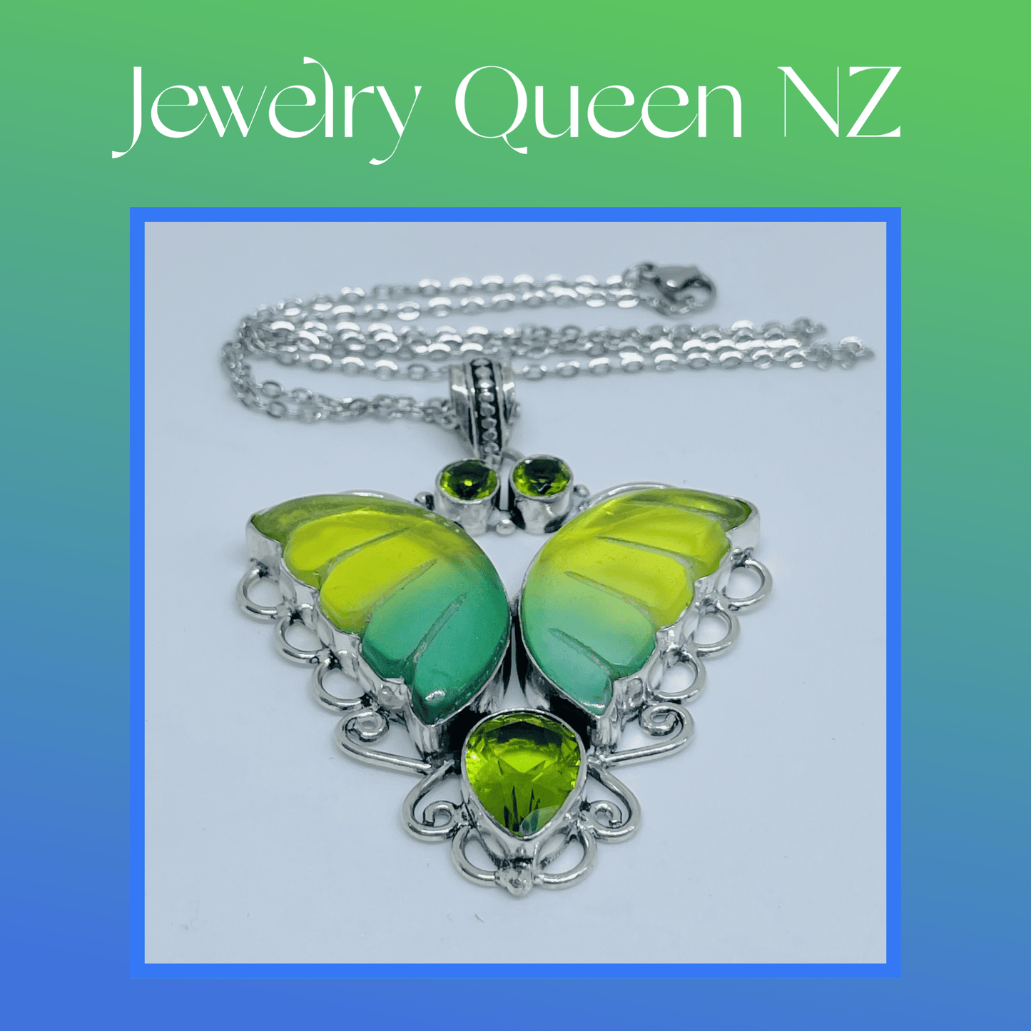 Peridot and Tourmaline butterfly pendant Charms & Pendants