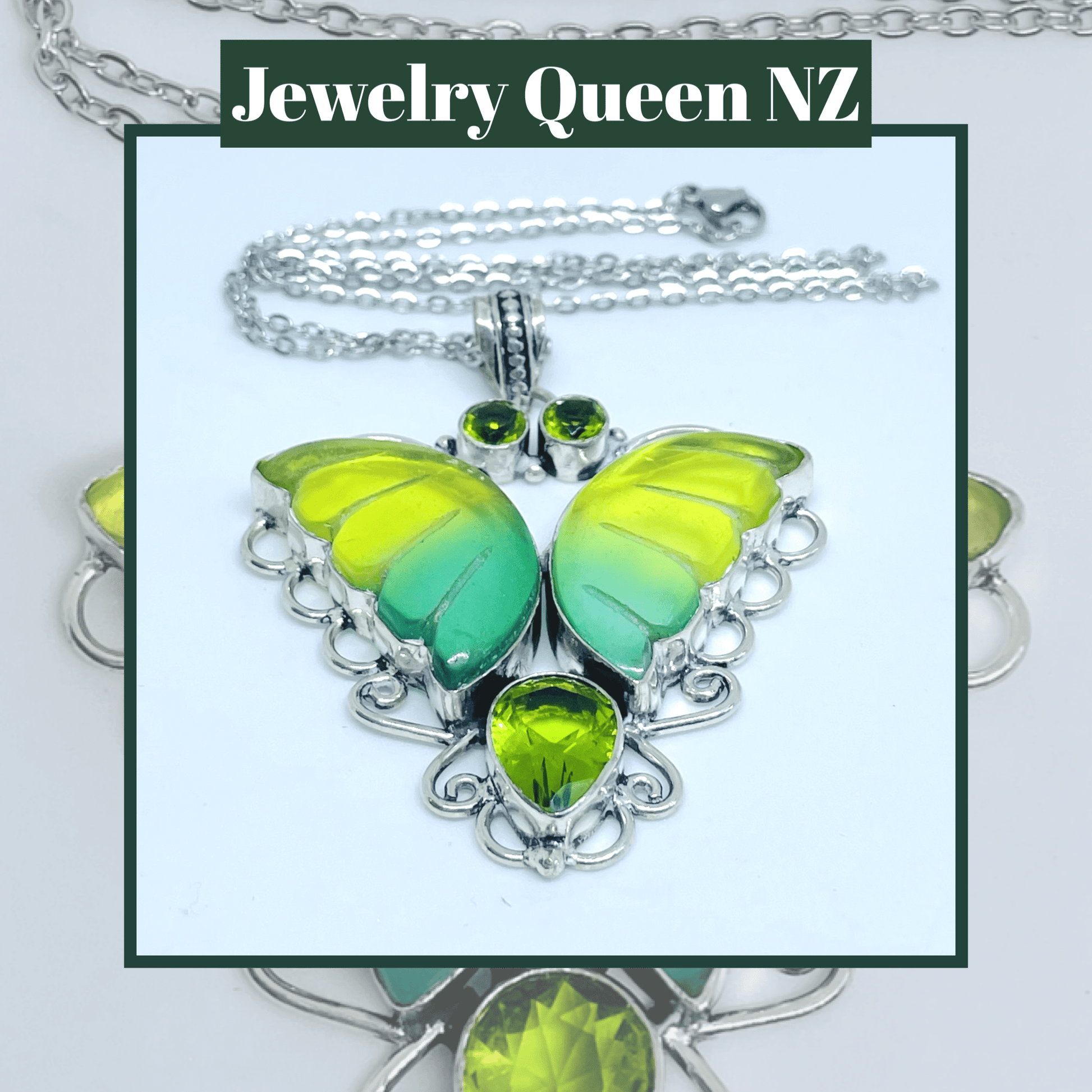 Peridot and Tourmaline butterfly pendant Charms & Pendants