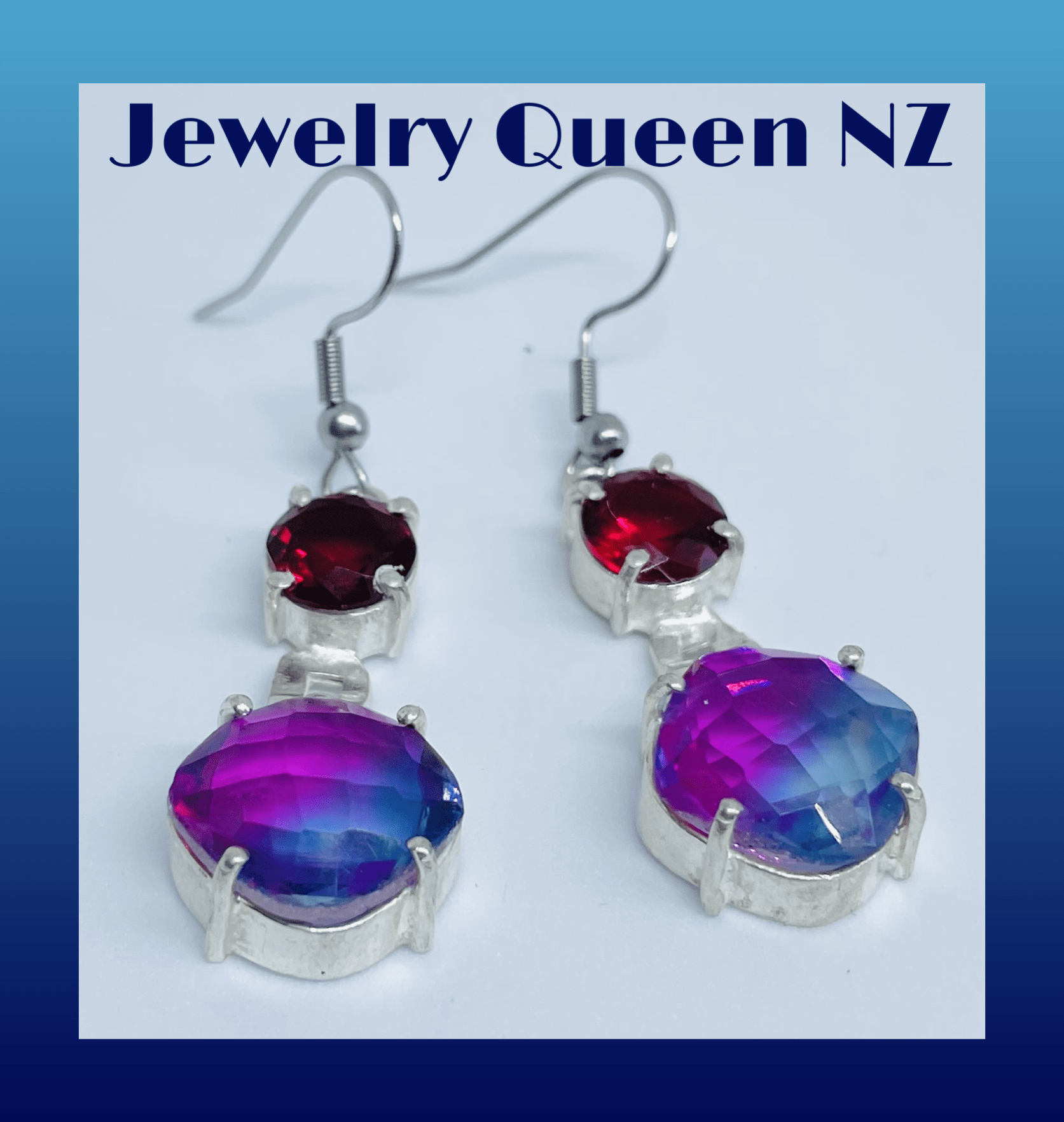 Stunning purple and red garnet and tourmaline Earrings