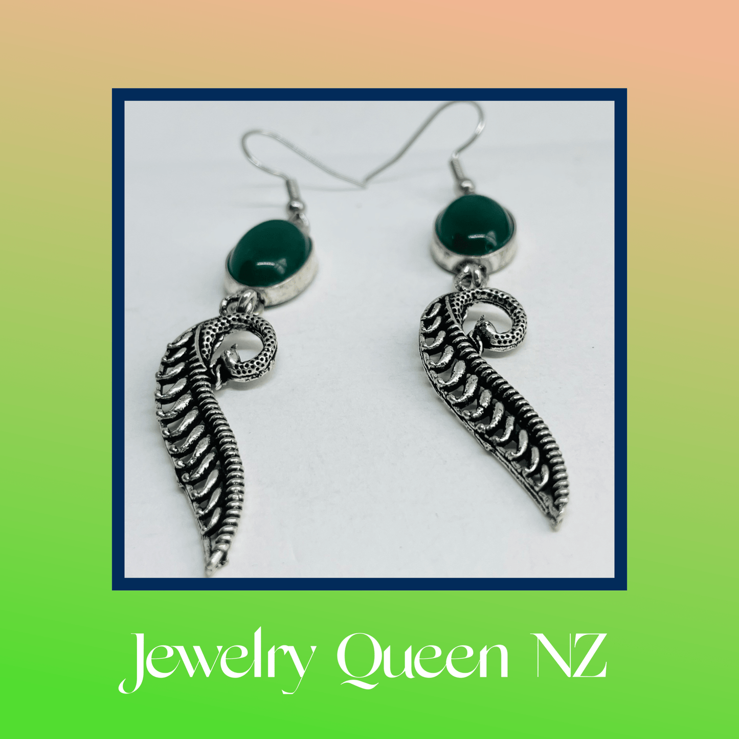 Stylised green bird earrings Earrings
