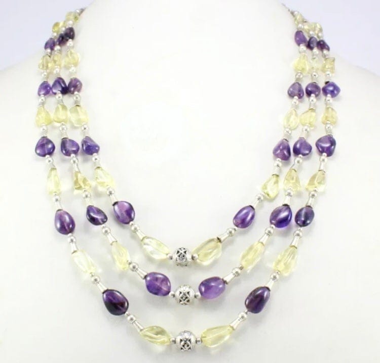 Amethyst and Citrine beaded necklace Necklaces