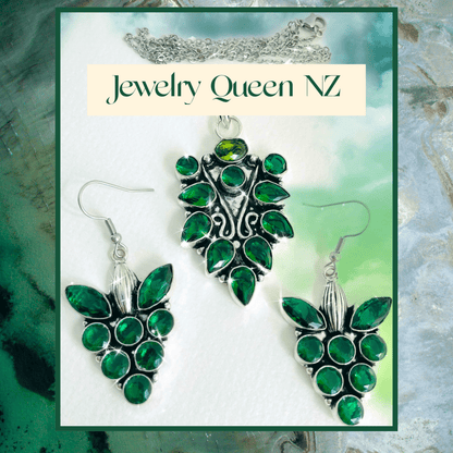 Viridescent Chrome Diopside and Peridot pendant earrings set Apparel & Accessories