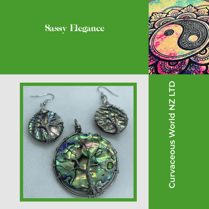 Paua Tree of Life pendant and earrings set Charms & Pendants