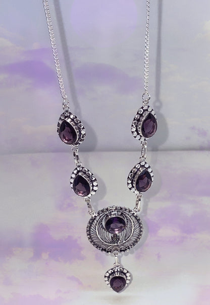 Royal Amethyst necklace earrings set Jewelry Sets