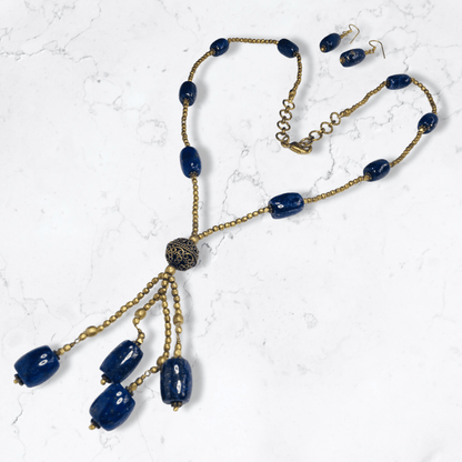 Handmade Lapis Lazuli brass necklace set Jewelry Sets