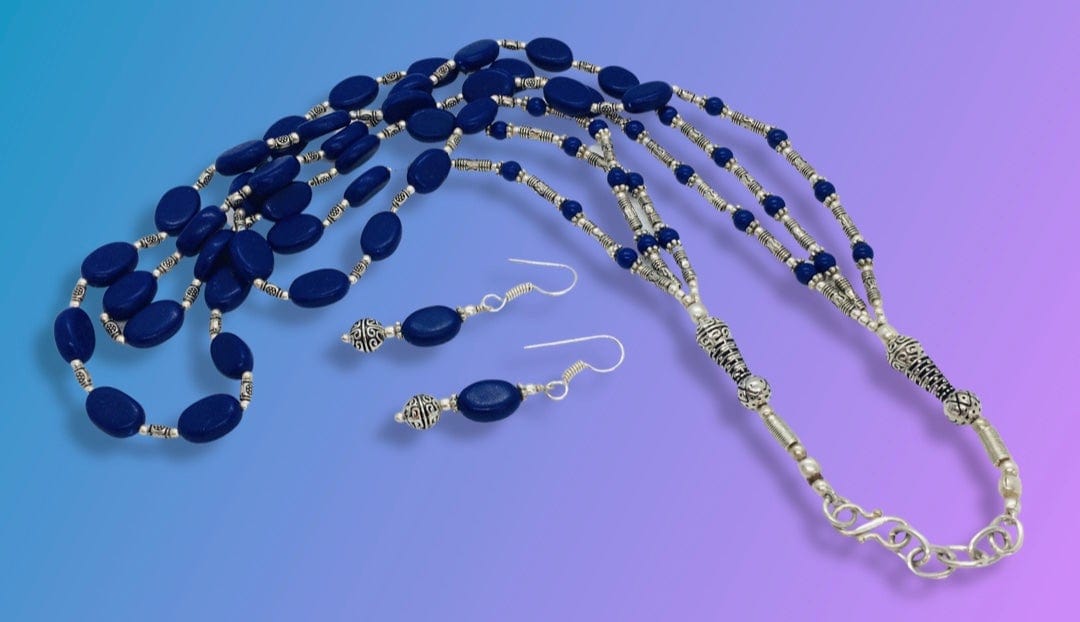 Handmade Lapis Lazuli necklace earrings set Lapis lazuli