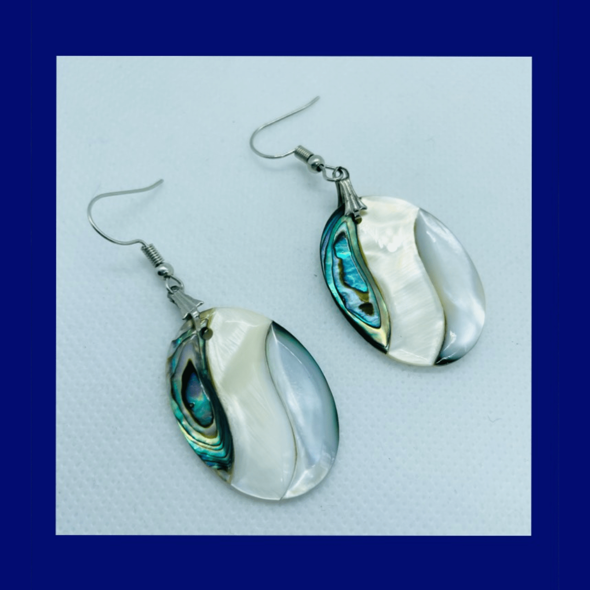 Oval Mother of Pearl Paua earrings Paua