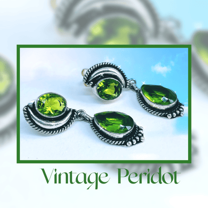 Vintage styled peridot dangle earrings Peridot