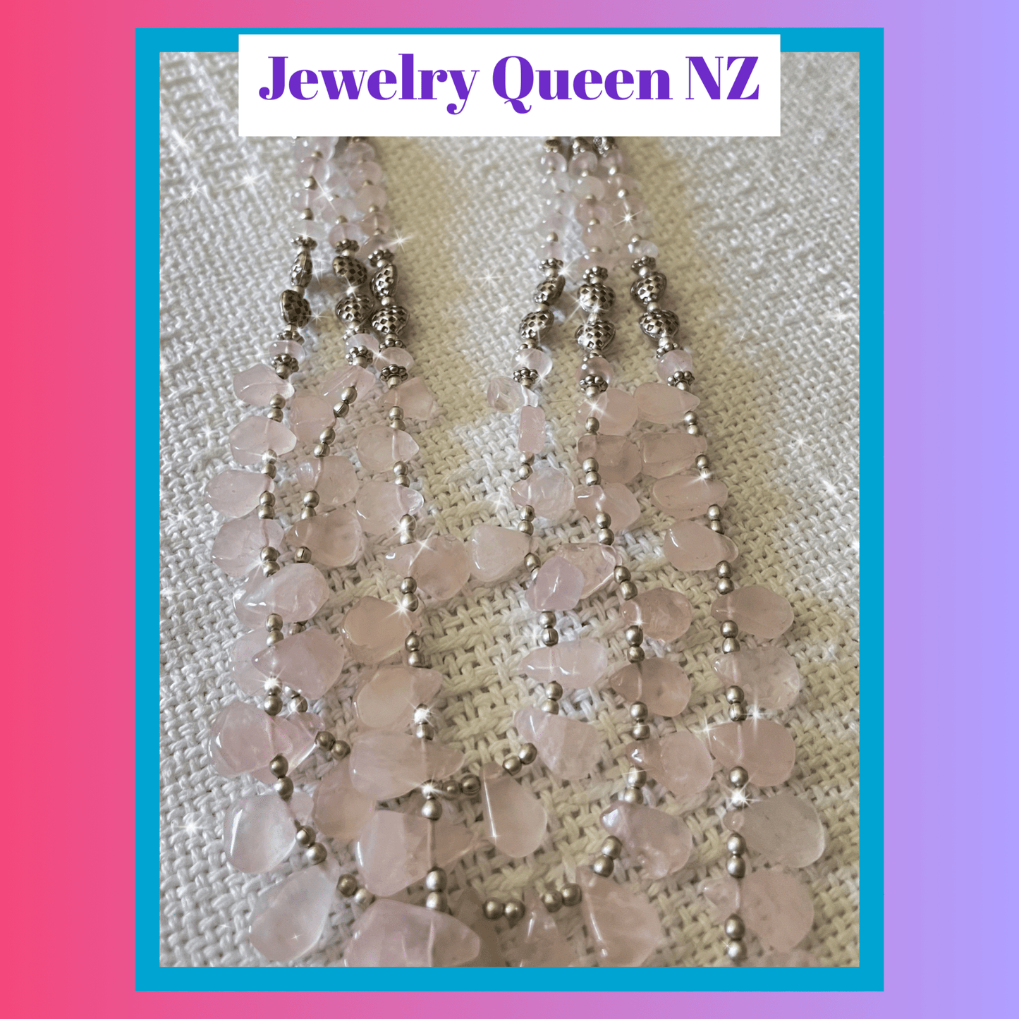Delightful Rose Quartz necklace set Rose quartz