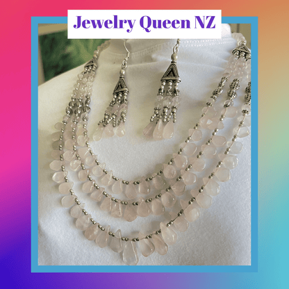 Delightful Rose Quartz necklace set Rose quartz