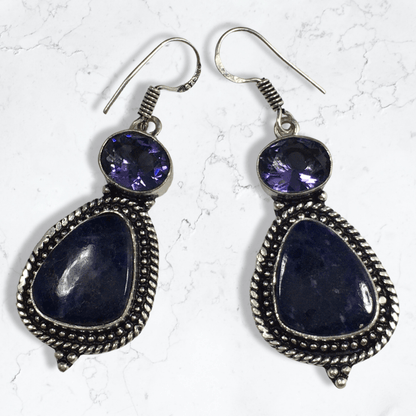 Sodalite & Amethyst choker and earrings set Sodalite