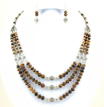 Tigers eye necklace and earrings set Tigers eye