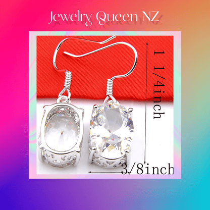 Oval Bright Fire White Topaz Earrings Pendant Set Topaz